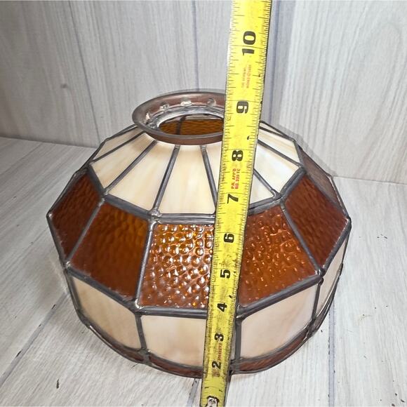 Vtg 70s Tiffaney Style Stained Glass Ceiling Hanging Light Fixture Bar Light - Picture 9 of 9